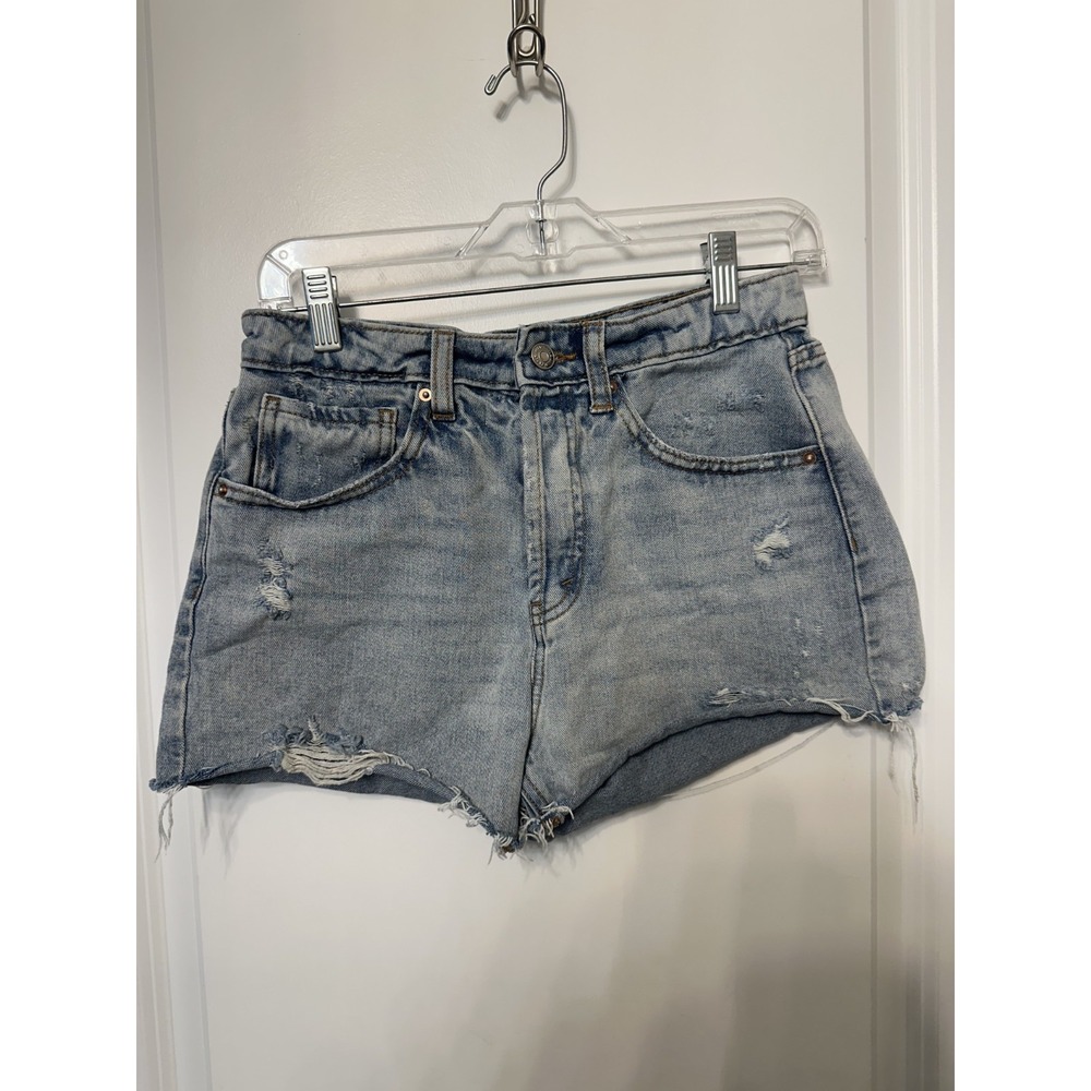 Wild Fable Super High Rise Cut Off Denim Shorts Size 2 Blue Distressed Festival